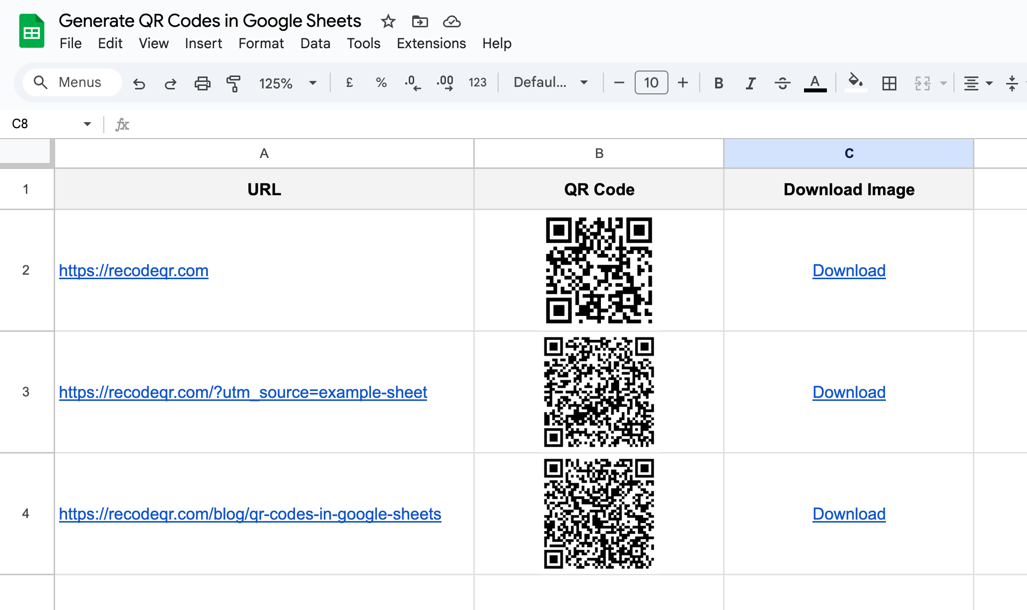 Generate QR Codes in Google Sheets
